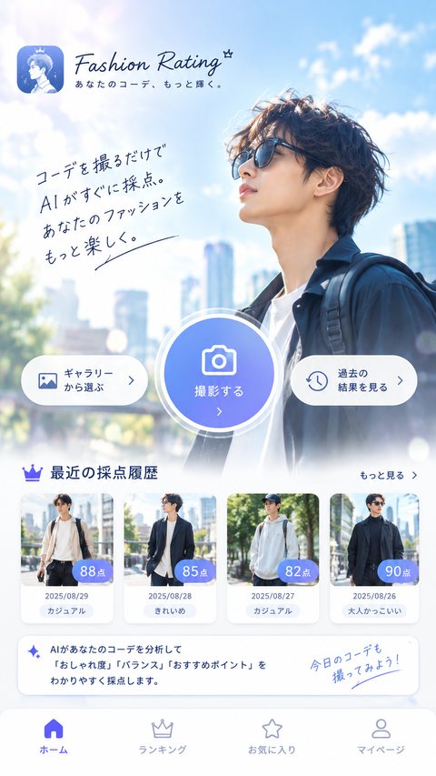男性版のホーム画面
